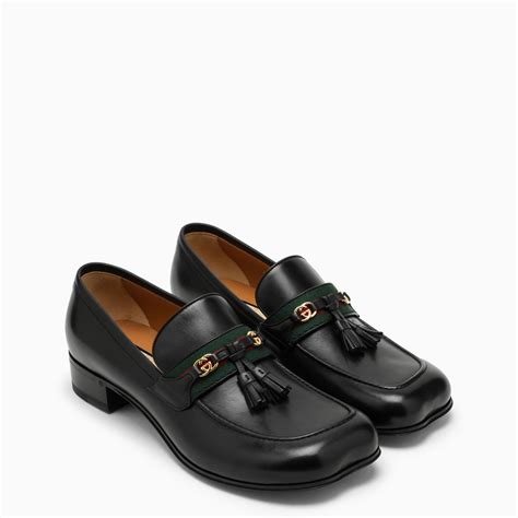 gucci logo leather moccasin|Gucci leather men.